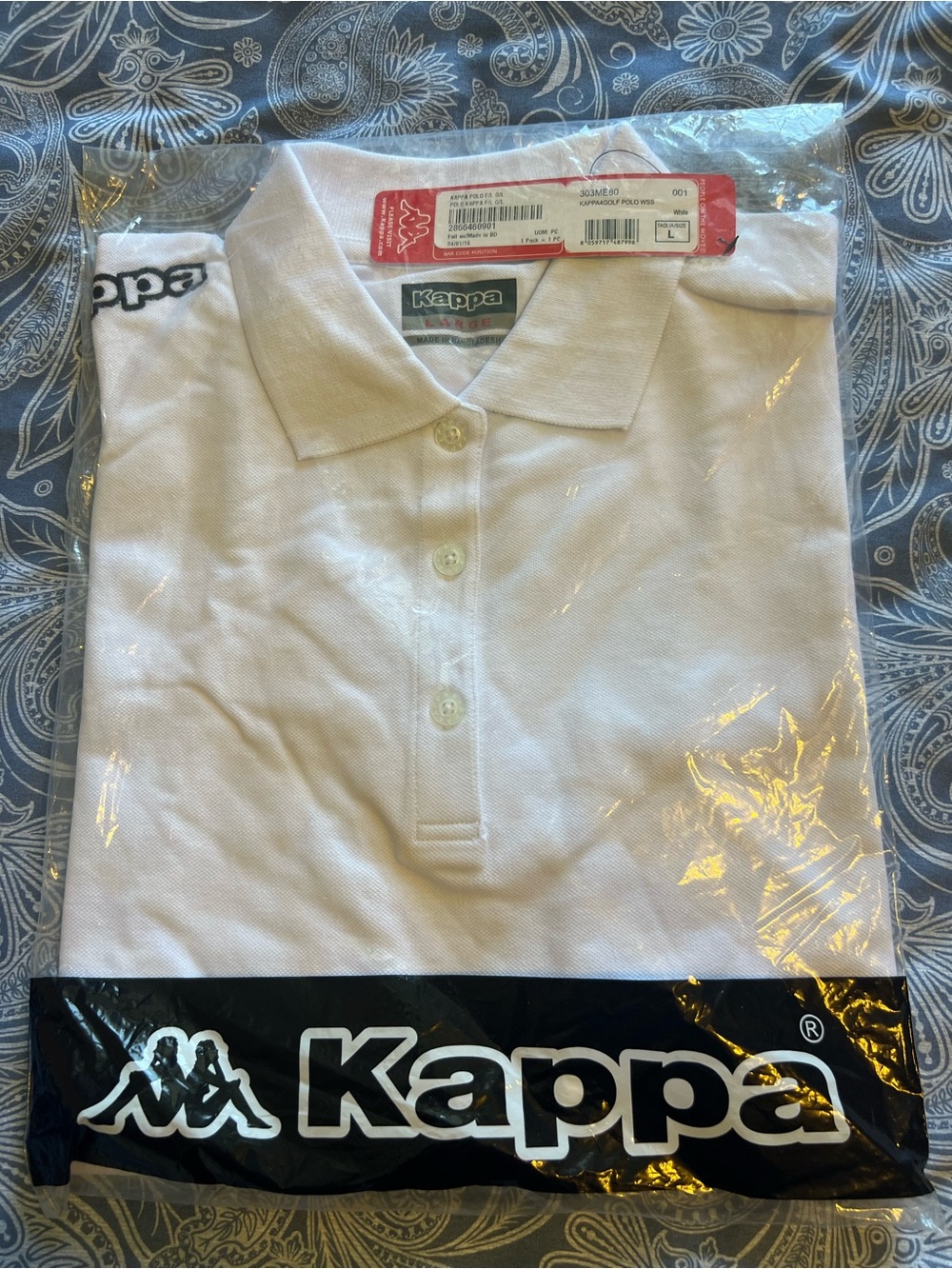 Kappa Men’s Golf Polo Shirt  White Size Large